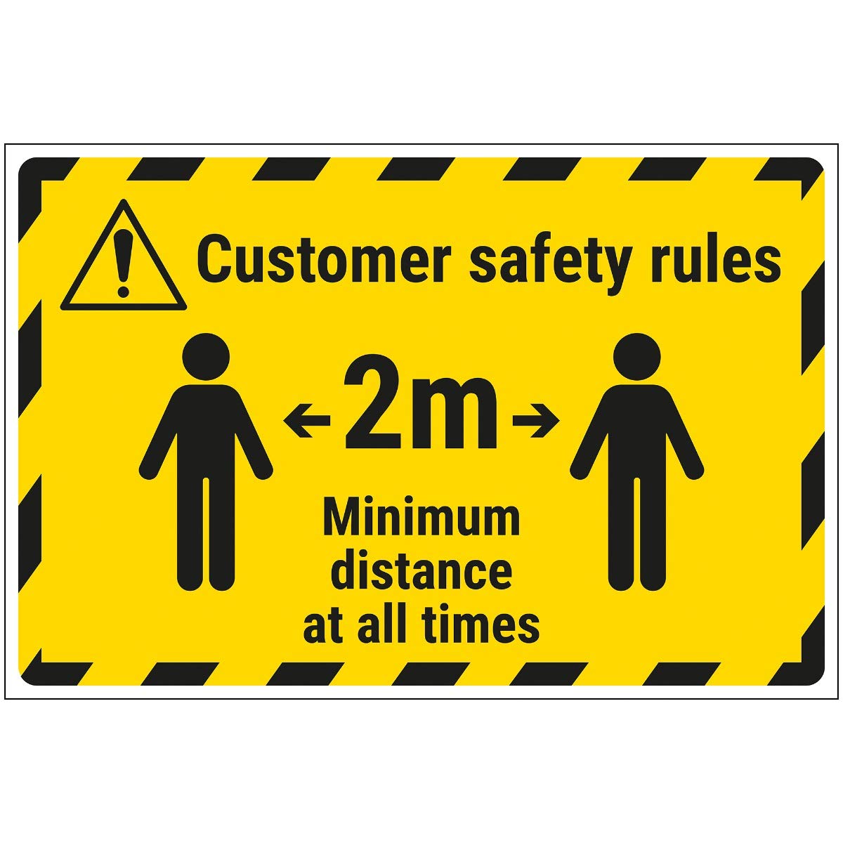 Vsafety Customer Rules - Keep 2m Distance - 450mm x 300mm - Self Adhesive Floor Sticker