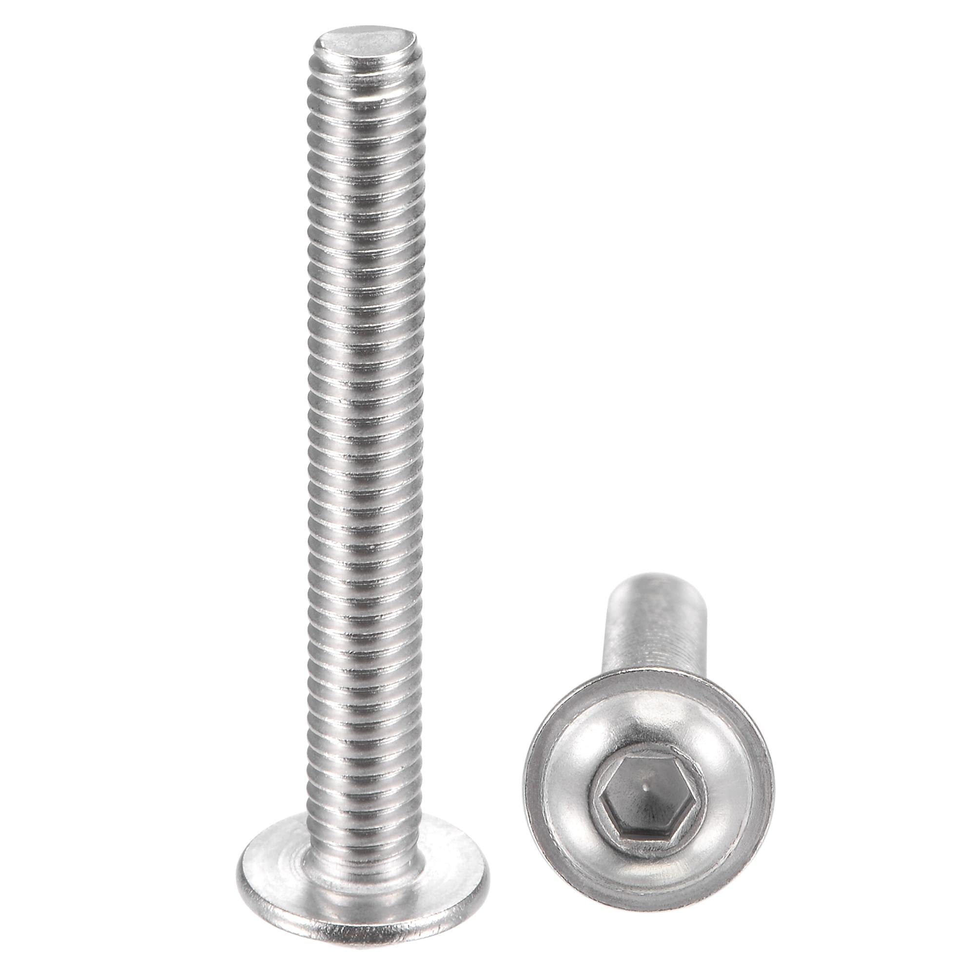 sourcing map Flanged Button Head Socket Cap Screws, M6x45mm Hex Socket Drive Screw, 304 Stainless Steel Fasteners Bolts, Fully Threaded Machine Screw 20Pcs — image 1