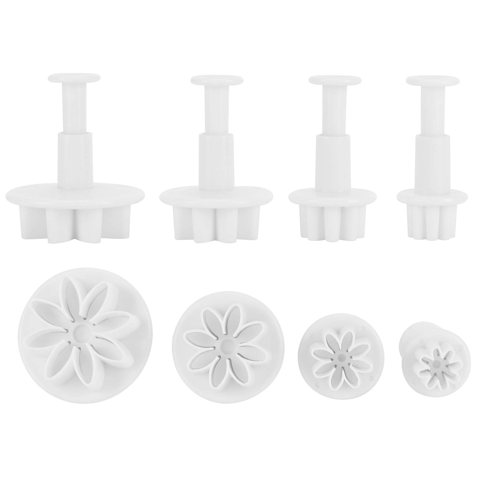 White Cookie Cutters Set, Food Safe Non Toxic Plastic Molds Easy to Clean Dishwasher Safe Versatile for Cake Chocolate Clay Decoration Daisy Flower Pattern Baking Tool Kitchen