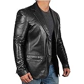 RSH LeatherCraft Classic Black Sheepskin Dress Coat Lambskin Leather Blazer Jacket Regular