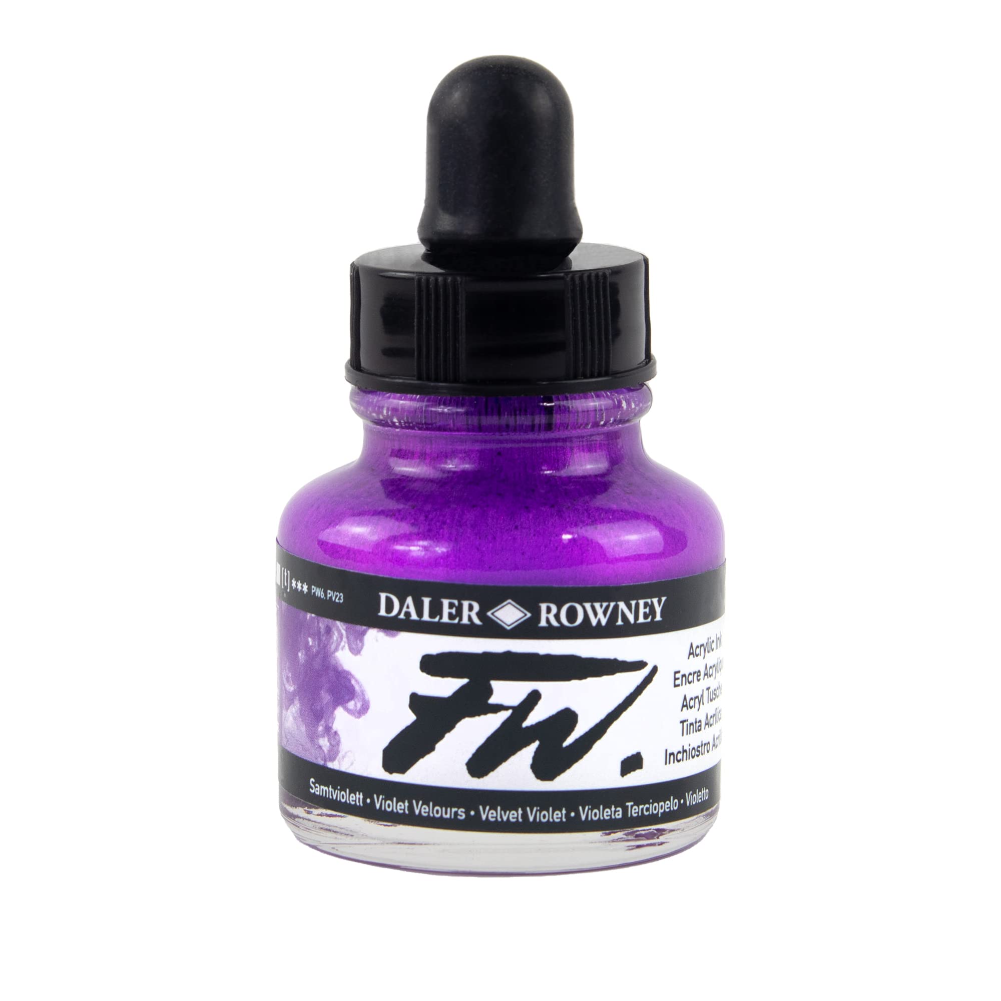Daler-Rowney FW Acrylic Ink, Glass Bottle with Dropper, 1oz - 29.5 ml, Velvet Violet — image 1