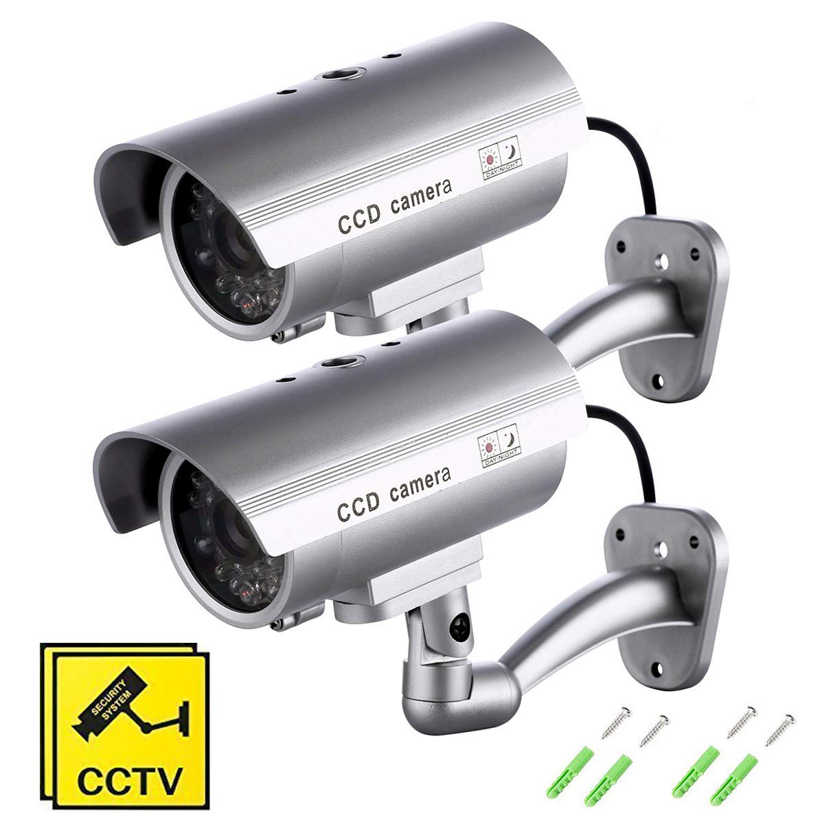 Buy Fake Security Camera with Illuminating LEDs 2 Pack Bullet Dummy