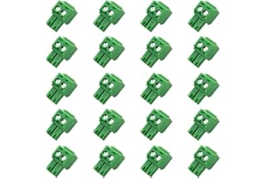 Cermant 20PCS 2 Pin 3.5mm Pitch PCB Green Male Pluggable Terminal Block Connector with Separate Screw Hole (20Pcs 2P 3.5MM)