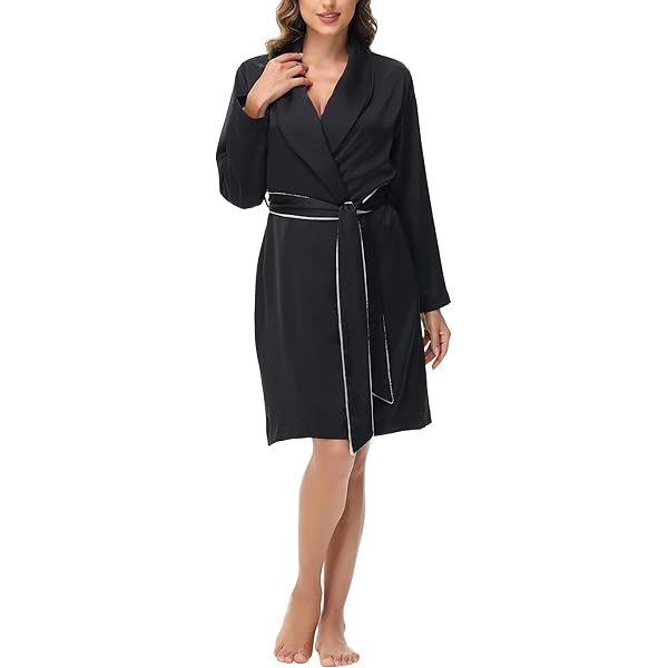 (取寄) スキン レディース カルロッタ ローブ Skin women Carlotta Robe Black w/ White Skin Women's Carlotta Robe, Black W/White at Amazon Women's