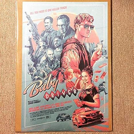 Amazon Co Jp 布 ポスター ベイビー ドライバー 水色 イラスト シルクファブリック サイズ 30ｘ45ｃｍ ホビー