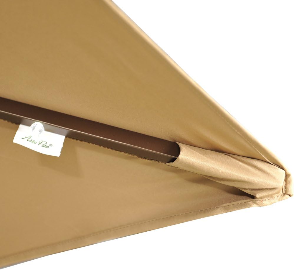 Amazon Com Abba Patio 9 By 7 Feet Rectangular Patio Umbrella With Solar Powered 32 Led Lights With Tilt And Crank Brown Garden Outdoor