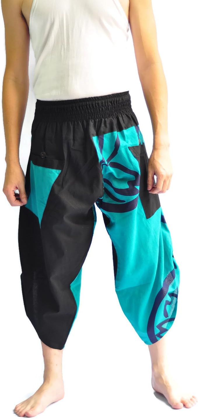 Siam Trendy Men's Samurai Pants One Size Black and Blue