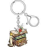 WEVENI Acrylic Book Keychain Bookish Bookworm Gifts for Readers Book Lovers Women Girls Purse Charms Backpack Accessories