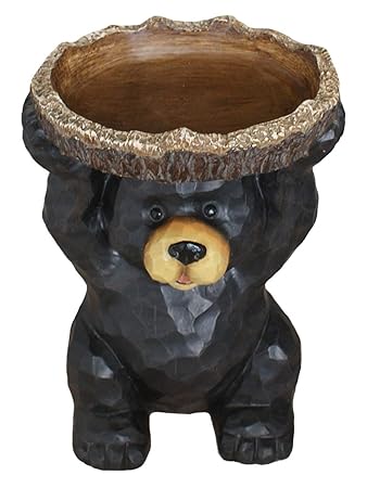 Tiaan Tree Stump Bird Feeder On Bear Statue Amazon In Garden
