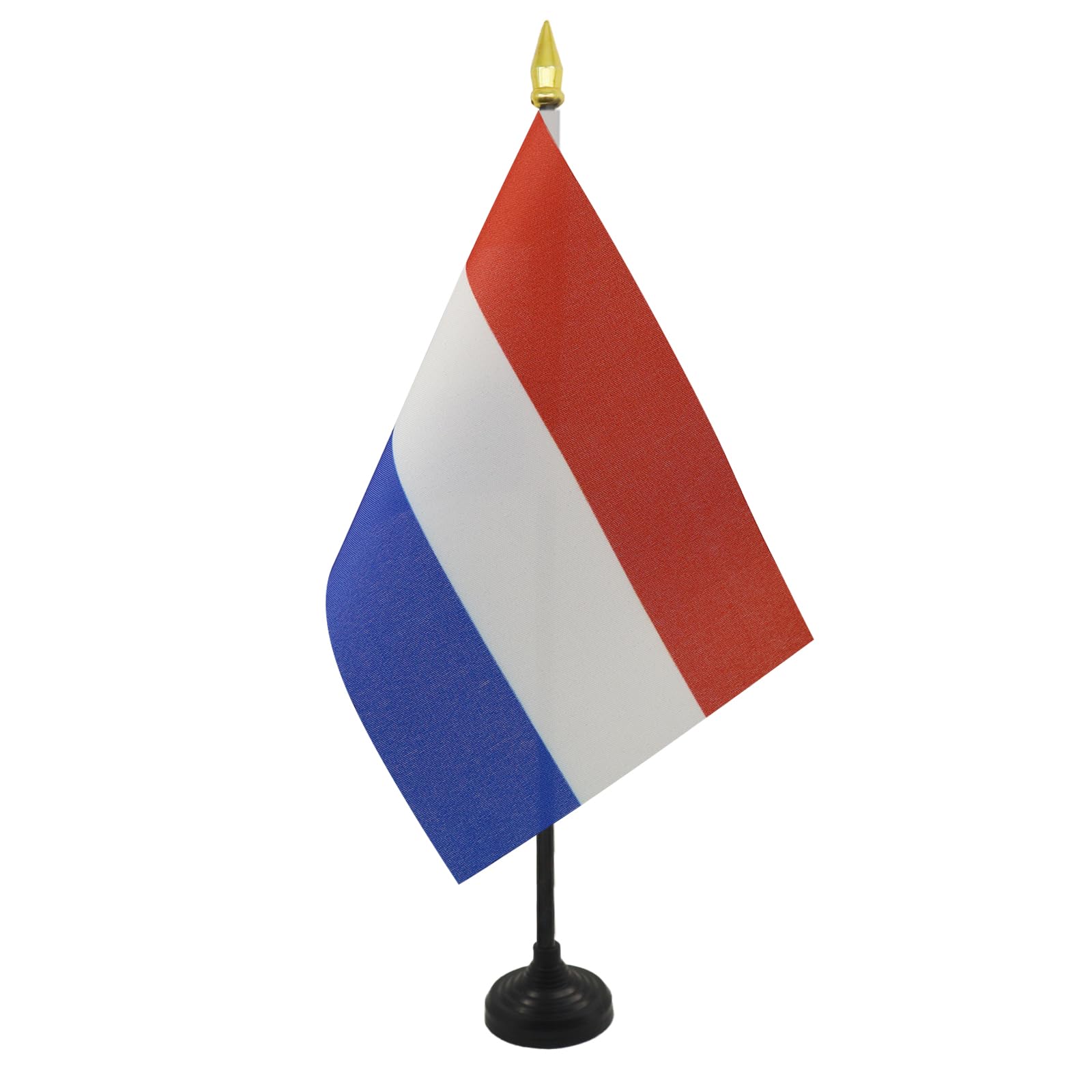 AZ FLAG - Netherlands Table Flag 4'' x 6'' - Dutch Mini Desk Flag 100% Polyester 15 x 10 cm - Office Mini Banner with 10'' Pole - Golden Spear
