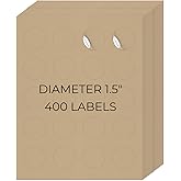 YIKIADA Kraft Printable Round Labels 1.5 Inch Self-Adhesive Vinyl Address Stickers Removable Blank Mailing Circle Decals for Shipping Inkjet Laser Printer 400 Labels