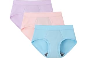 Reusable Bedwetting Underwear for Girls, 6-Layer Absorbent Confident Nighttime Underwear for Big Kids, 3-Pack