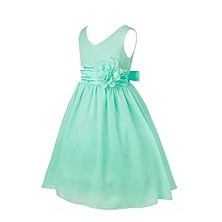 YiZYiF Kids Big Girls Double V Neck Flower Dress
