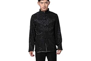 BLINGLAND Chinese Traditional Tai Chi Uniform Long Sleeve Top Kungfu Shirt Tang Suit for Men