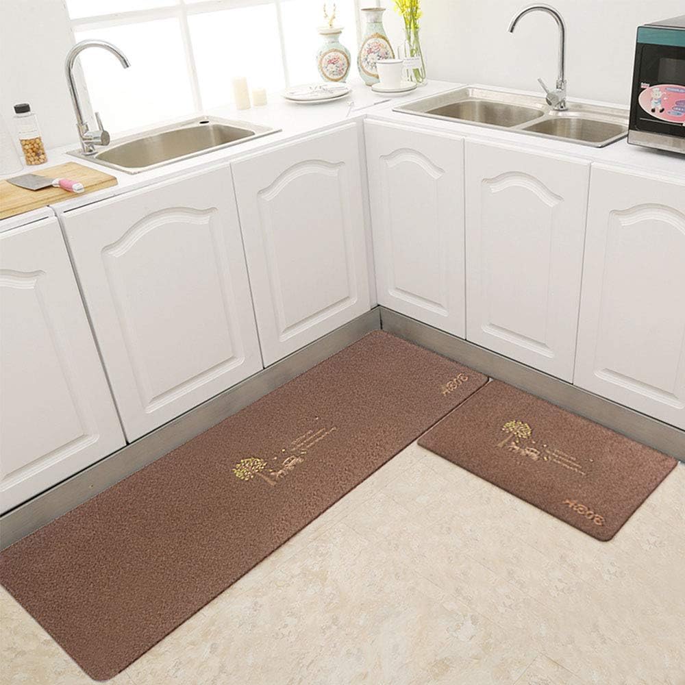 AiBOB Kitchen Rug - 2 Pieces Washable Kitchen Carpet Floor mat, Large Non-Slip Rubber Backing Doormat Set
