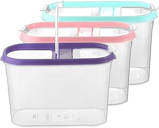 My-goodbuy24 Schüttdosen für Müsli - Cornflakes - 3er Set - Vorratsdosen für Lebensmittel - Frischhaltedosen - Streudosen - 2 Aufklappbare Deckel - stapelbar - Spülmaschinenegeeignet (3, 1,4L - Mix)