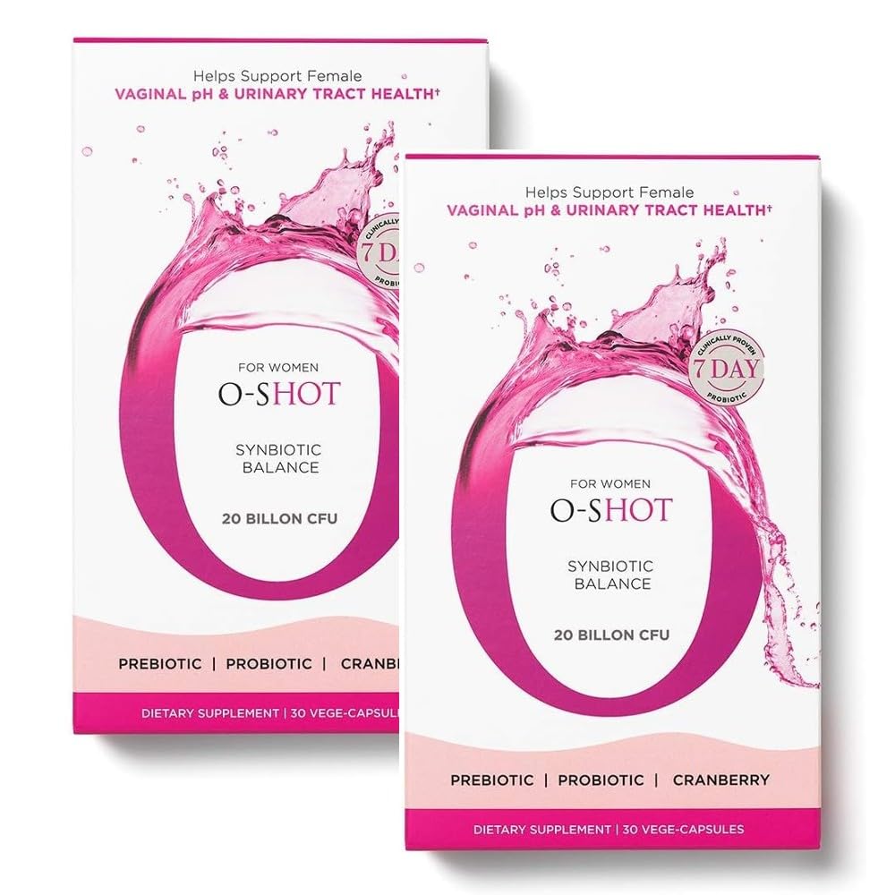 2 Pack Vegan Vaginal Probiotic + Prebiotic for Women, Cranberry Extract, Chicory Root, Vaginal pH, Urinary Tract, Digestion, Bloating, Non Dairy, Non GMO, Gluten Free, 60 Vege-Capsules