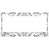 Swono Ethnic License Plate Frame Ethnic Samoa Maori Style Black and White License Plate Cover Aluminum Metal License Plate Holder Frame for Women Men Auto Decoration for US Car/Truck