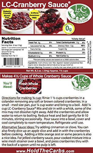 Low Carb Cranberry Sauce Mix - LC Foods - All Natural - Paleo - Gluten Free - No Sugar - Diabetic Friendly - 8.2 oz
