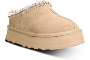 metricfalcon Women's Platform Mini Boots Slippers for Women Indoor Slippers Slip on Fur Fleece Lined Suede Short Ankle Boots