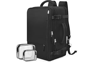 Rinlist Carry-on Backpack for Men Women, Travel Backpack Flight Approved, Personal Item Backpack Bag on Airplanes, Black Backpacks for Traveling, Travel Essentials Must Haves