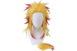 Soyusunny Blonde Rengoku Kyoujurou Cosplay Wig Demon Slayer Costume Halloween Wigs for Men