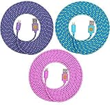 10ft Hi-Speed Braided Lightning Cable for iPhone 6s, 6, 6 Plus (ple blu pnk)