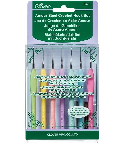 Amazon.com: Clover 1026 Soft Touch Steel Crochet Hooks, No. 12/0.60mm