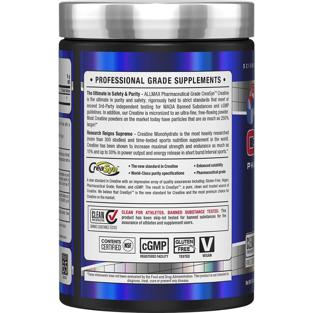 ALLMAX Nutrition - Creatine Monohydrate, Micronized Creatine Powder for Strength and Muscle Recovery, Gluten Free & Fast Absorbing 400g