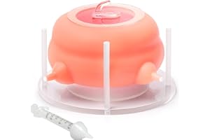 Elevonix Nursing Nipple for Kittens,Puppy Milk feeders for Multiple Puppies with 4 Nipples & Support Base,Smooth Flow Nipple for Kittens,Ideal Replacement for Nursing Bottle kit,200ml Capacity(Pink)