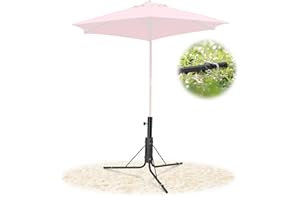 DEROFIT Umbrella Holder, Outdoor Portable Tripod Beach Umbrella Stand, Rustproof Light Metal Patio Umbrella Base Holder,Adjustable Umbrella Stand with Ground Stake for Garden, Beach Sand, Grass, Pool