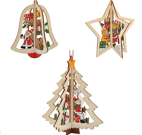 Laat 3x Christmas Tree Decoration Vintage Ornaments Xmas Tree