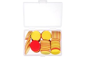 Kisangel 100Pcs Plastic Learning Counters Disks Bingo Chip Counting Discs Markers Math Counters Chips with Storage Box for Math Practice Poker Chips Game Tokens Red Yellow