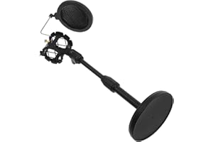 Zerodeko Adjustable Desktop Microphone Stand Rack with Stable Mic Clip Black for Meetings Lectures