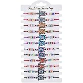 Bohemian Colorful Cord String Polymer Clay Enamel Cute Cartoon Charm Bracelet Butterfly Turtle Tortoise Wrap Bracelets Set 12Pcs for Women-turtle