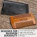 Wooden Beard Comb With Leather Case - Handcrafted Solid Beechwood Beard, Mustache and Head Hair Pocket Combs for Men Dual Action Fine & Coarse Teeth Perfect for Conditioner Oils and Beard Balms
