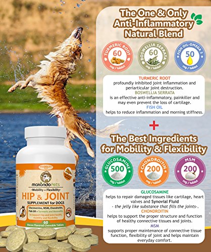 Makondo Pets Hip and Joint Supplement with Glucosamine for Dogs, Turmeric, Chondroitin, MSM, Vitamins, Fish Oil and Natural Boswellia - Get the Best Joint Supplement for Dogs - Thumbnail 4