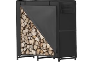 Velway 4 Feet Black Waterproof Oxford Log Rack Cover with Zipper Closure, All Weather Protection