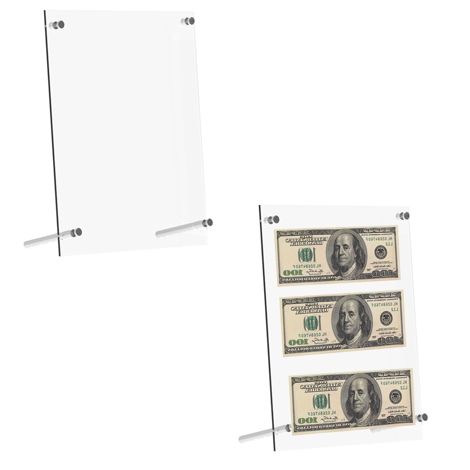 Photo 1 of 2 PCS Acrylic Dollar Bill Display Case Clear Dollar Bill Holder Display Multiple Banknotes Paper Money Holders Currency Ticket Protector Paper Money Frame for Bill Collectors 11.7 x 8.3 Inch