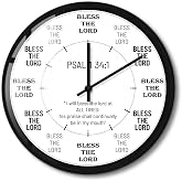 12" Psalm 34:2 Bless the Lord Metal Wall Clock for Religious Christian Gift | Bible Verse Wall Clock, Jesus Christ Prayer Clock, Silent Non Ticking, Battery Operated, For Bedroom Living Room Prayer Room