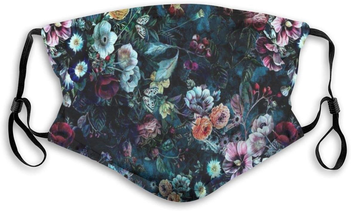OTHER1 Unisex Beautiful Flower Dust Mask With Filter Mouth Anti Pollution Dust Mouth Mask Adjustable Anti, Two Replaceable 5-layer Activated Carbon Filters, M Nose Clip Polyester Face Mask Washable