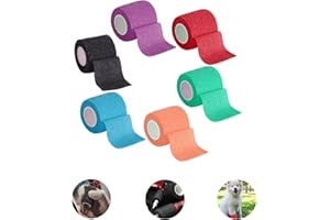 Arcimatto Tattoo Machine Tape, 6 Pcs Self-Adhesive Bandage 2" x 5 Yards Tattoo Grip Wrap Cover Breathable Cohesive Elastic Bandage Rolls for Tattoo Machine Tube Accessories, Sports Tape (6Pcs Mixed)