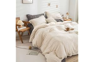 Nanko King Comforter Set Beige Tufted Jacquard Boho Geometry Soft Shabby Chic Down Alternative Microfiber Bedding - All Season Duvet Modern Farmhouse Bed Sets Women Men Size 104 x90 3pc Cream Tan