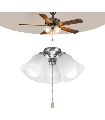 Aspen Creative 3-Light Ceiling Fan Light Kit – Matte Black With Clear Glass Shades, Pull Chain, 13.125" Diameter X 7" Height