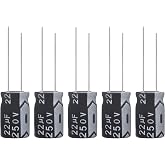 ALLECIN 22uF 250V 10x17mm Electrolytic Capacitor 22 UF MFD 250 Volt 0.39x0.67in Aluminum Capacitors (Pack of 5)