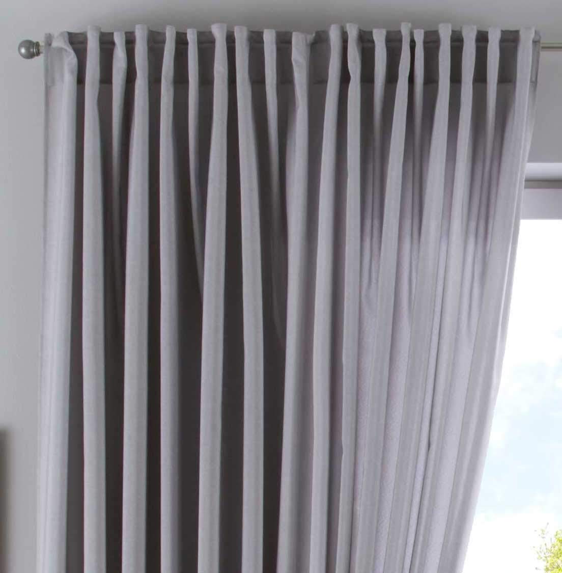 Gardinenbox Cationic Jena Curtain Box Hidden Loops Opaque Linen Look Mottled Curtain Tape with Tie Backs 100% Polyester Silver Height 250 x Width 300 cm
