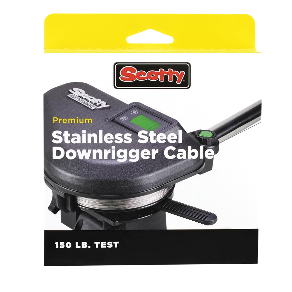 Photo 1 of Scotty #1000K Premium Stainless Steel Replacement Downrigger Cable with Kit (200 Feet),BLACK,Small