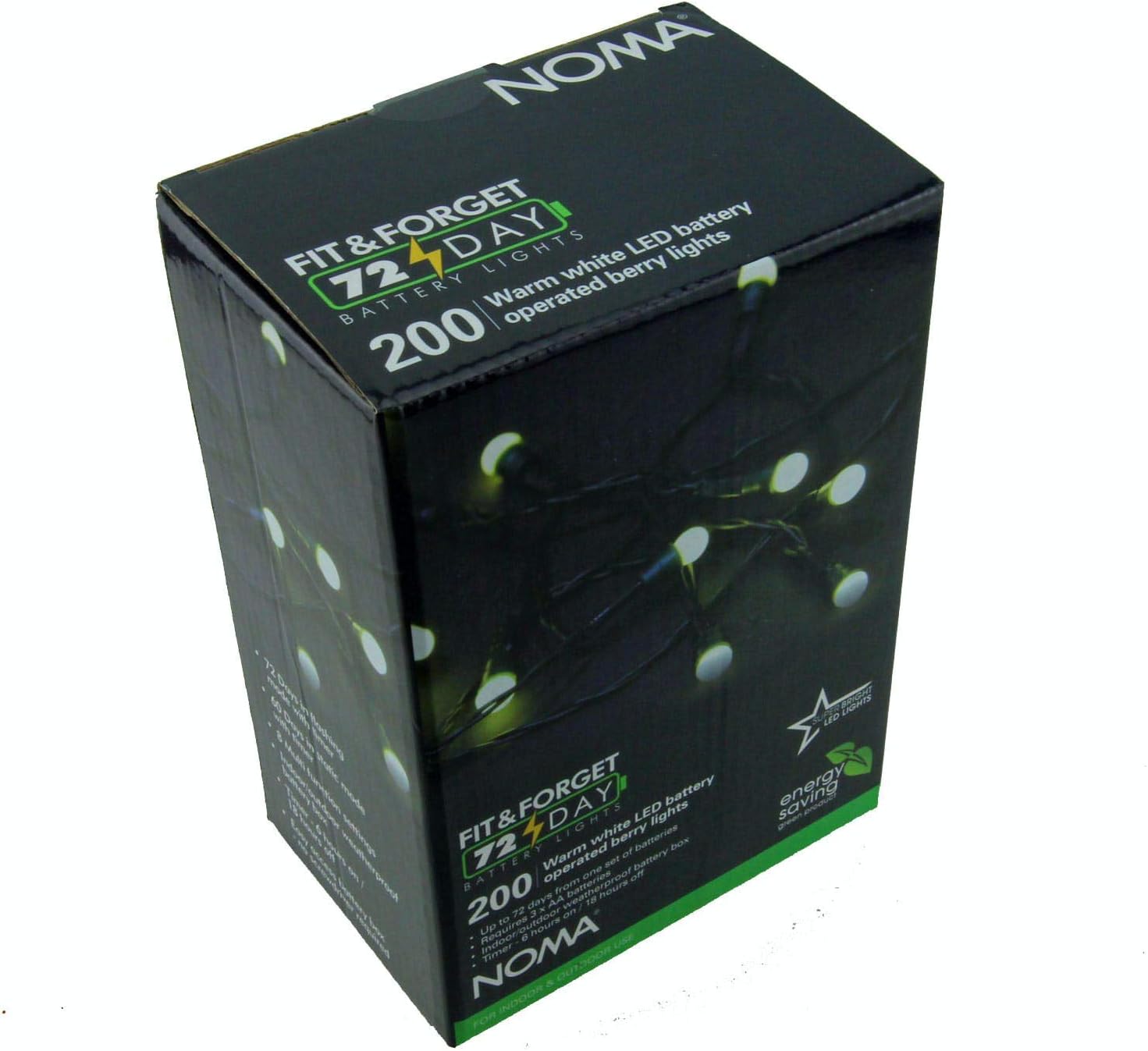 Noma @ WOWOOO Fit & Forget Battery 200 LED Berry Lights : Timer Multifunction : in/Outdoor : Warm White 6816020GWW - Image 3