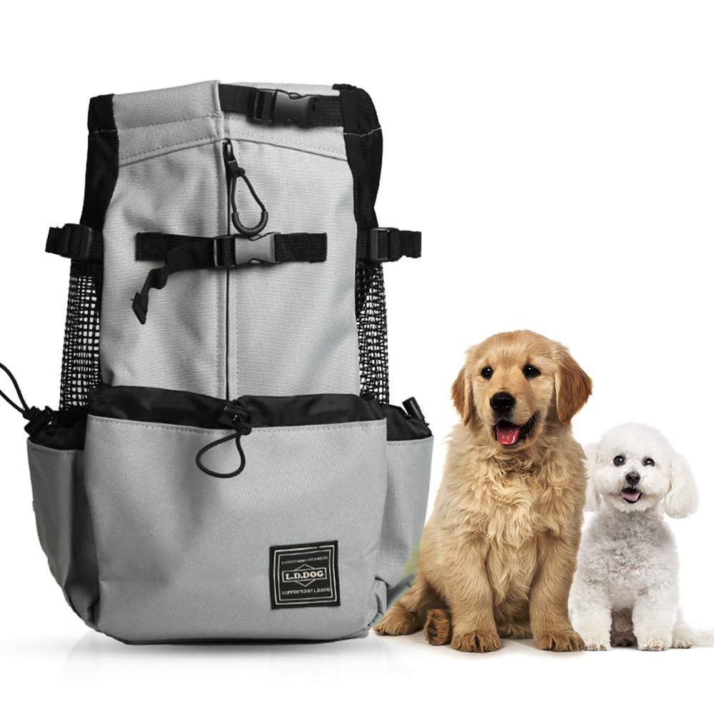 Woolala Light Weight Pet Carrier Backpack for Small and Medium Dogs, Veterinarian Approved Safe Bag for Travel - Easy Take Space Saving - Grey S