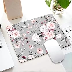 Rectangle Mouse Pad Floral, Gray and Pink Flowers